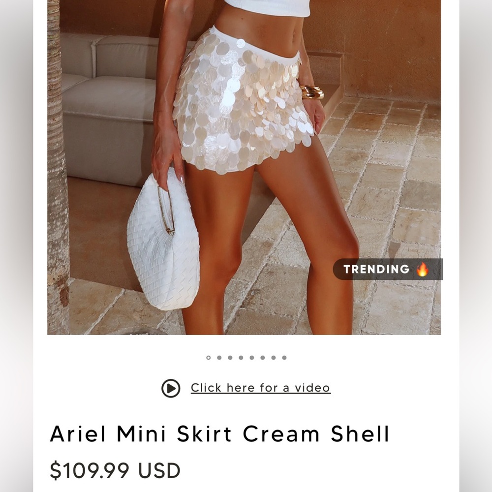 White Fox Boutique Ariel Mini Skirt Cream Shell